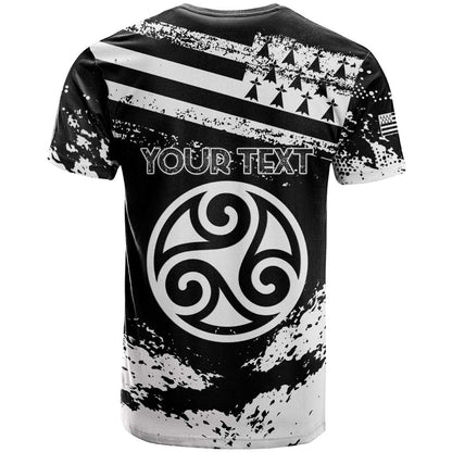 Personalized Brittany T-Shirt Coat Of Arms With Triskelion - Grunge Style Graphic Tee
