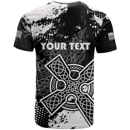 Personalized Brittany Celtic Cross T-Shirt With Celtic Knotwork Graphic Tee