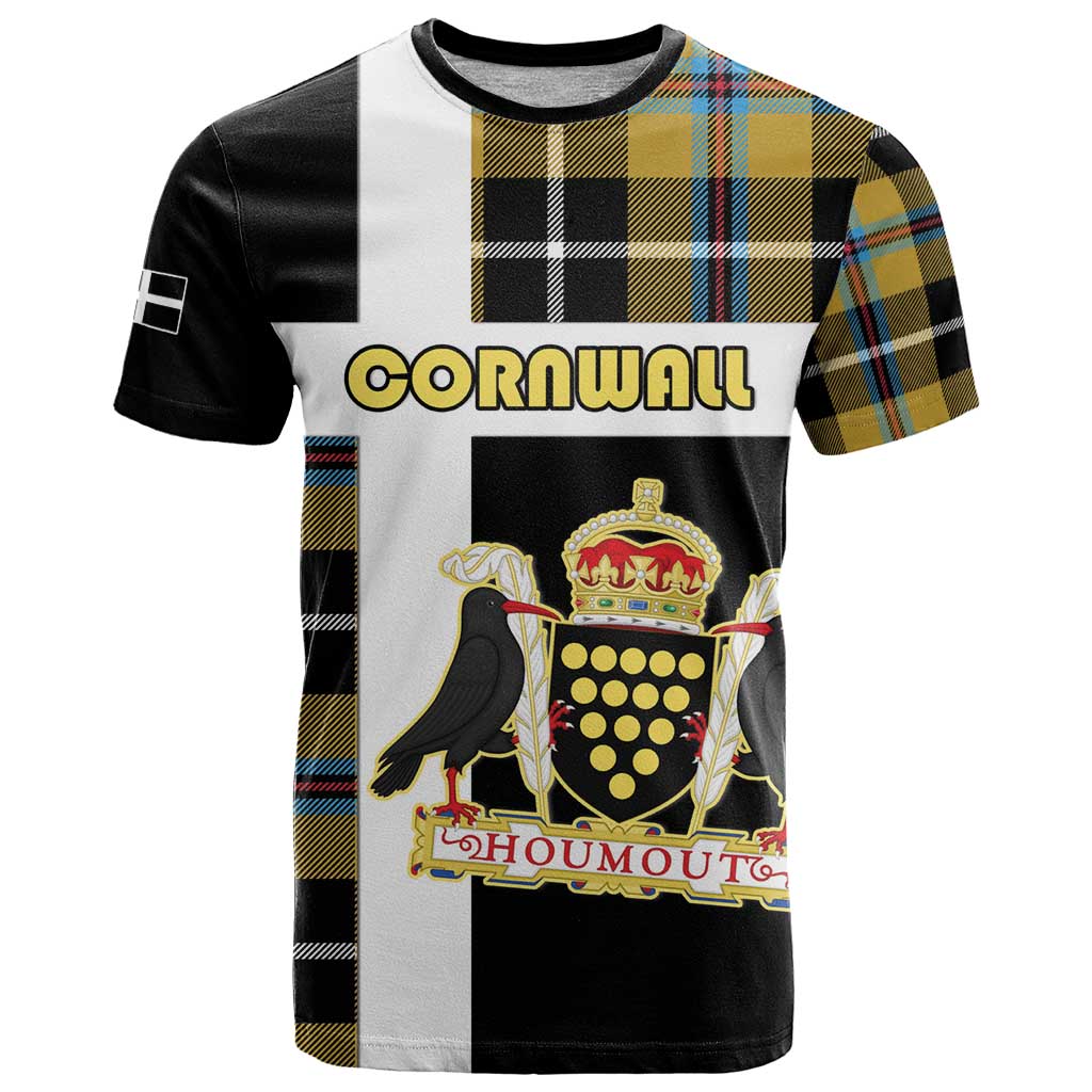 Personalized Cornwall T-Shirt Coat Of Arms - Cornish Tartan Graphic Tee