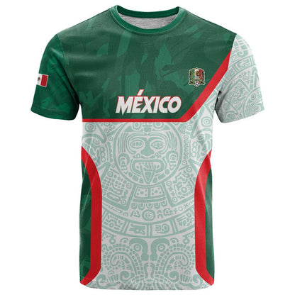 Custom Mexico Football T-Shirt Aztec Pattern Graphic Tee
