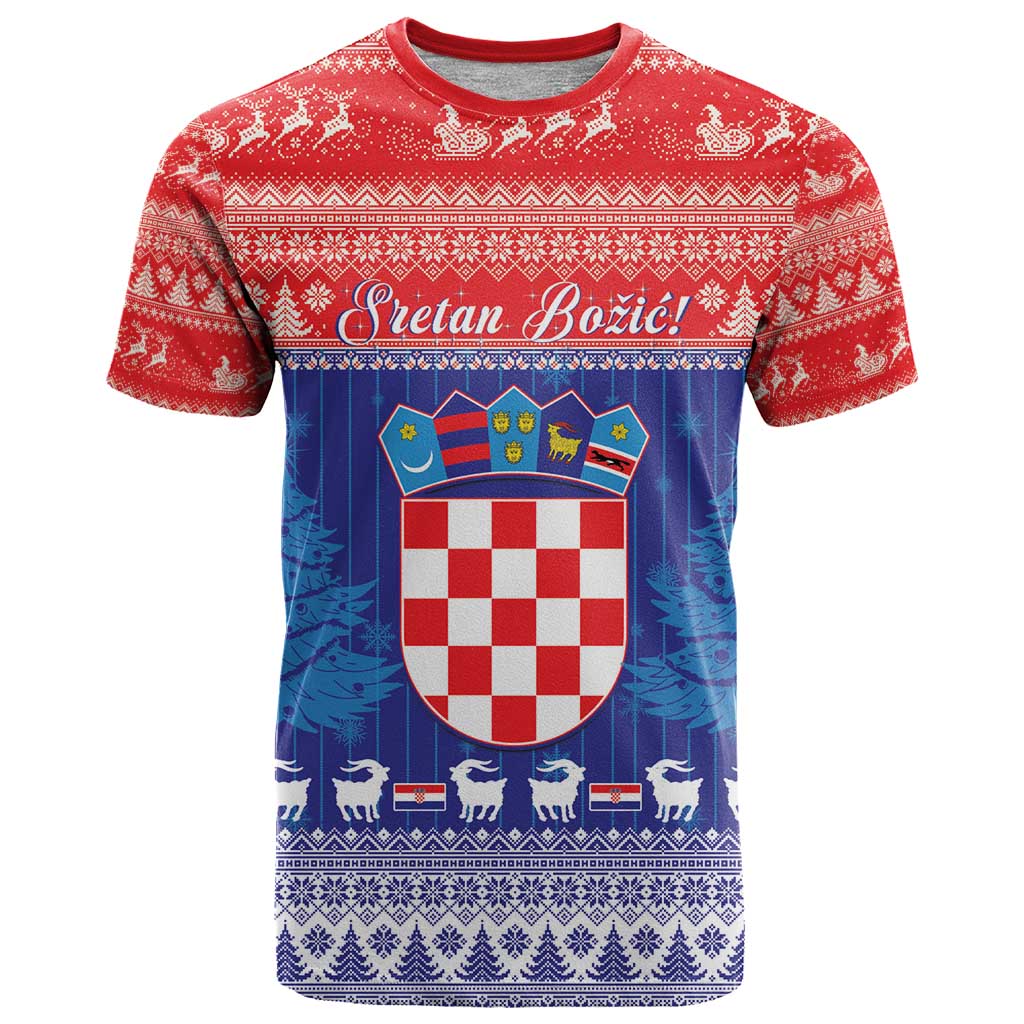 Croatia Christmas T-Shirt Coat Of Arms Sretan Bozic Graphic Tee