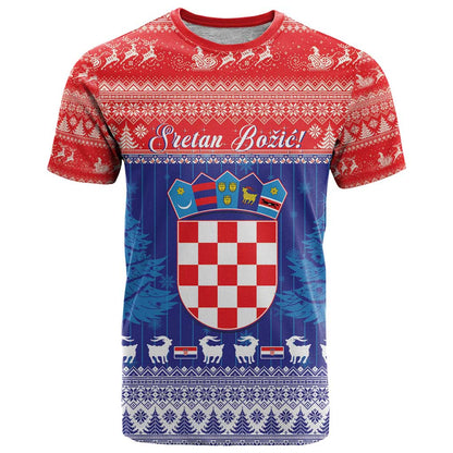 Croatia Christmas T-Shirt Coat Of Arms Sretan Bozic Graphic Tee