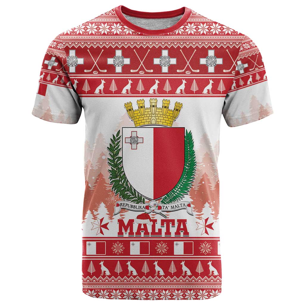 Malta Christmas T-Shirt Coat Of Arms il-Milied it-Tajjeb Graphic Tee