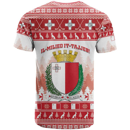Malta Christmas T-Shirt Coat Of Arms il-Milied it-Tajjeb Graphic Tee