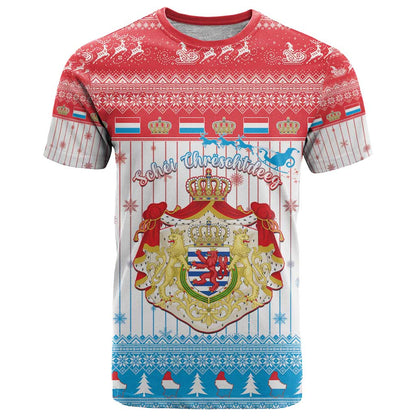 Luxembourg Christmas T-Shirt Coat Of Arms Schei Chreschtdeeg Graphic Tee