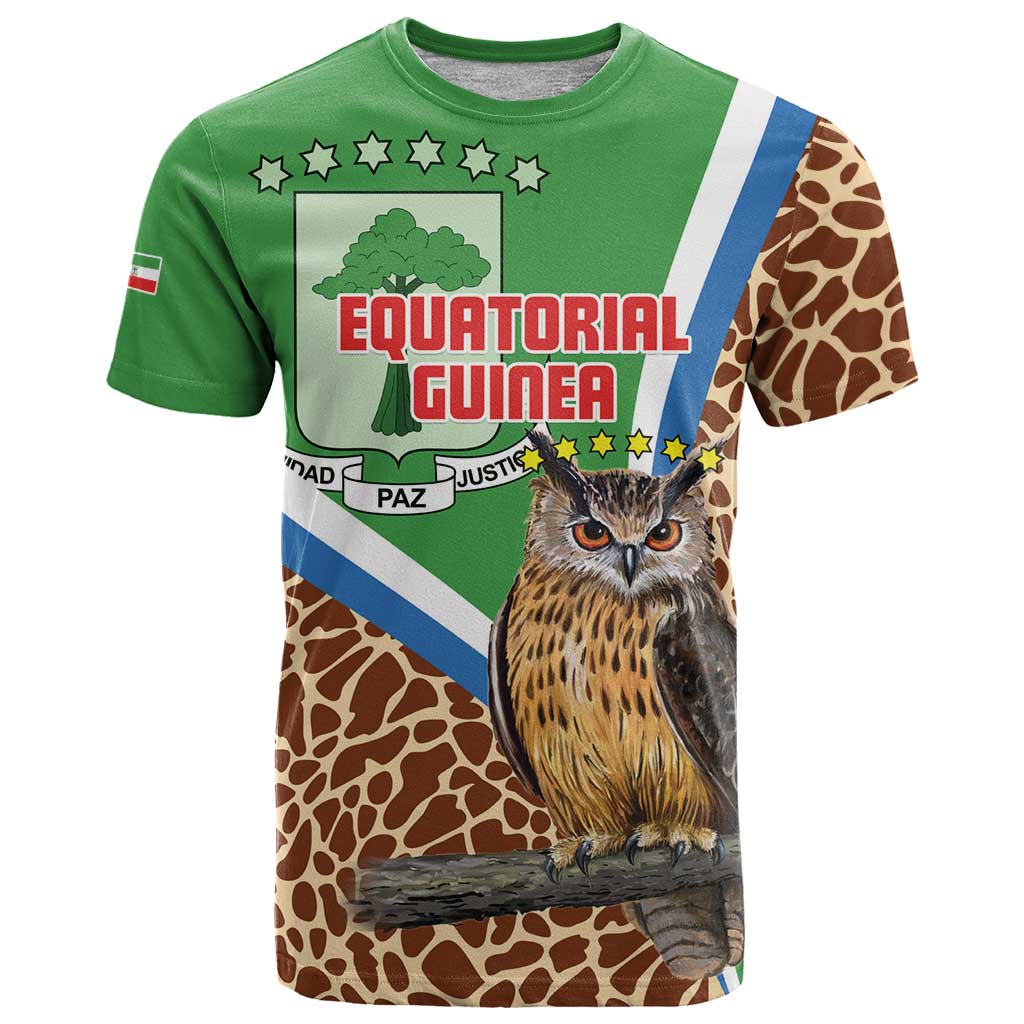 Personalised Equatorial Guinea T-Shirt Bubo Poensis Mix Giraffe Pattern Graphic Tee