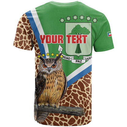 Personalised Equatorial Guinea T-Shirt Bubo Poensis Mix Giraffe Pattern Graphic Tee