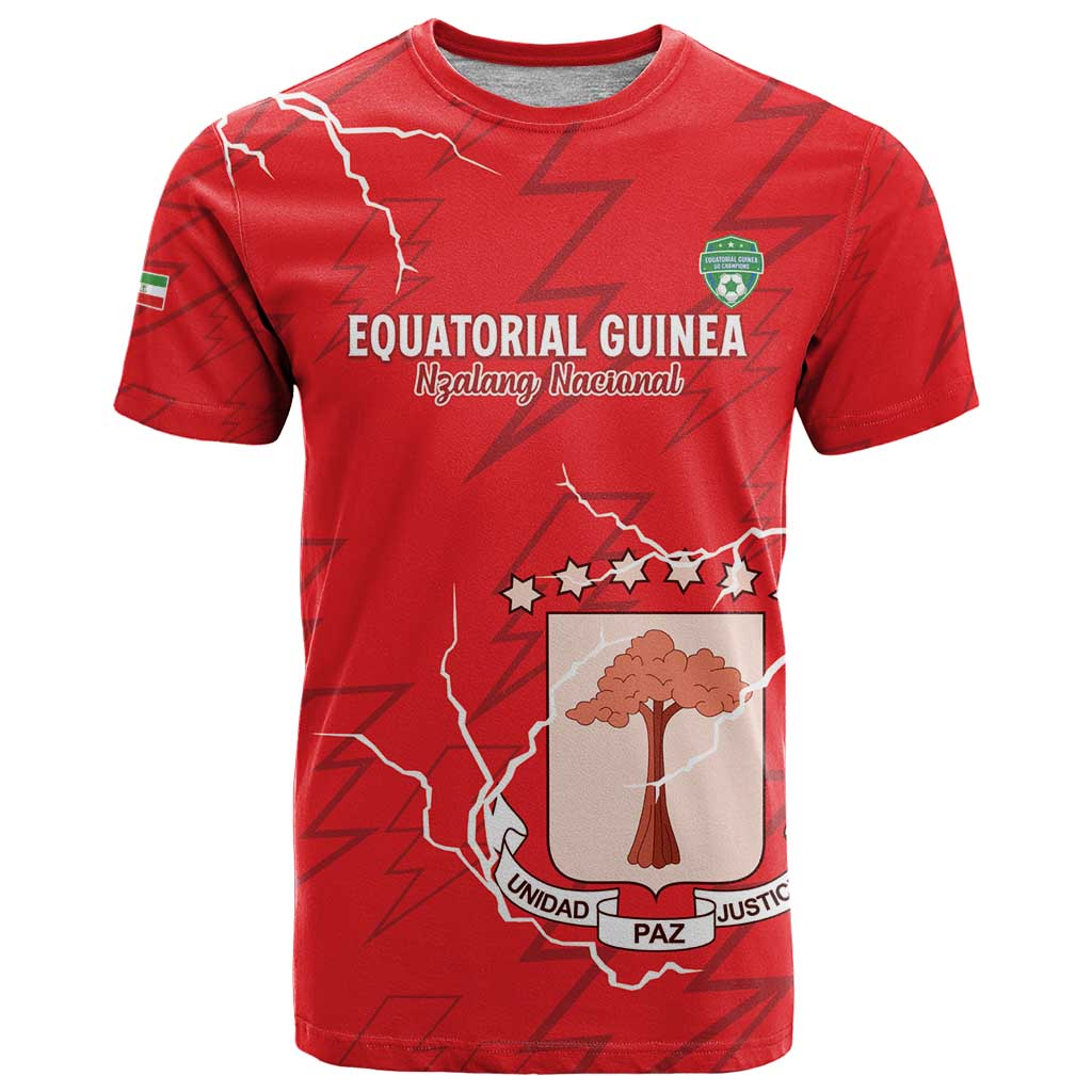 Custom Equatorial Guinea Football T-Shirt Allez Nzalang Nacional - Red Version Graphic Tee
