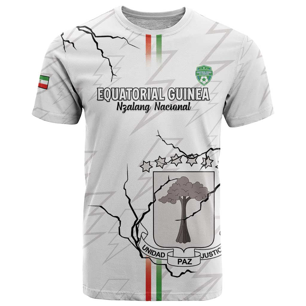 Custom Equatorial Guinea Football T-Shirt Allez Nzalang Nacional - White Version Graphic Tee