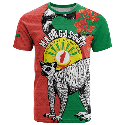 Happy Madagascar Independence Day T-Shirt Ring-Tailed Lemur With Seal Of Madagasikara Graphic Tee