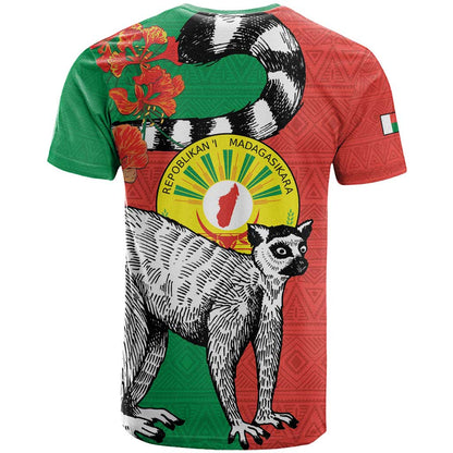 Happy Madagascar Independence Day T-Shirt Ring-Tailed Lemur With Seal Of Madagasikara Graphic Tee