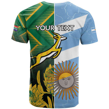 South Africa and Argentina Rugby Personalized T-Shirt Springboks With Los Pumas Graphic Tee