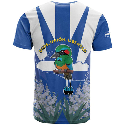 El Salvador T-Shirt Turquoise-Browed Motmot With Coat Of Arms Graphic Tee