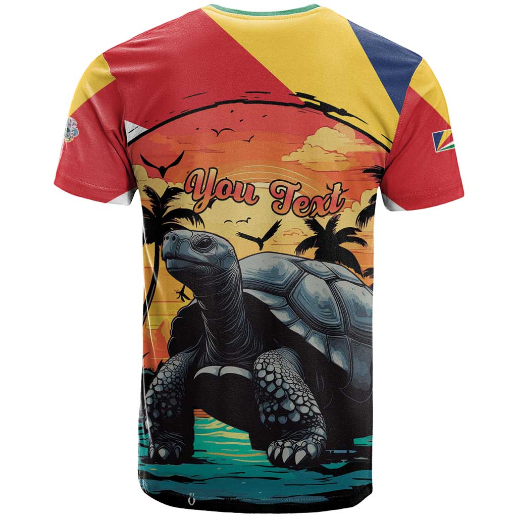 Personalised Seychelles Aldabra Giant Tortoise T-Shirt Beach Sunset Graphic Tee