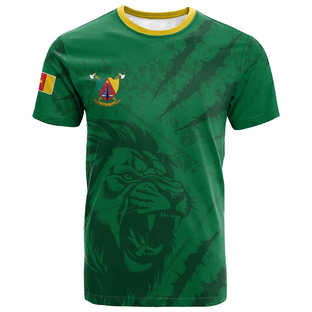 Custom Cameroon Football T-Shirt Go Les Lions Indomptables Go Graphic Tee