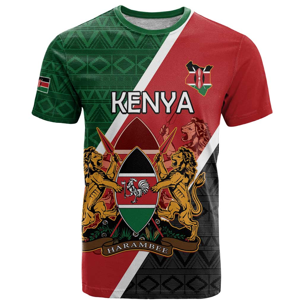 Personalised Kenya T-Shirt Coat Of Arms Mix Flag Style Graphic Tee