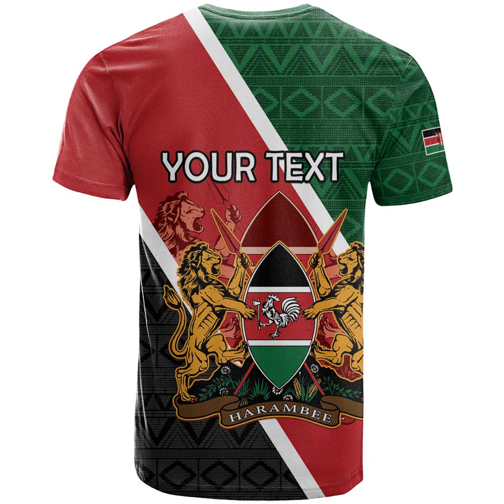 Personalised Kenya T-Shirt Coat Of Arms Mix Flag Style Graphic Tee