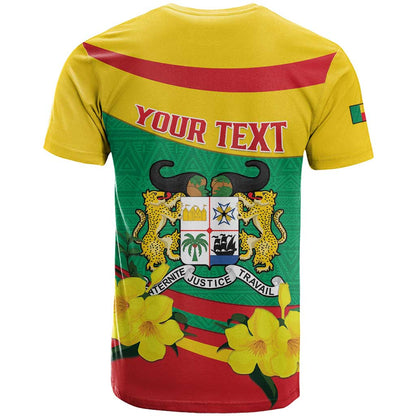 Personalised Benin National Day T-Shirt Coat Of Arms Yellow Allamanda Graphic Tee
