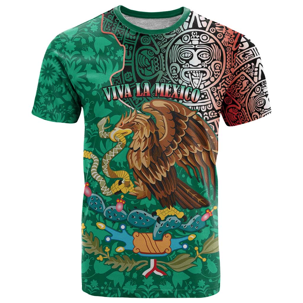 Personalised Viva La Mexico T-Shirt Coat Of Arms Aztec Mix Otomi Patterns Graphic Tee