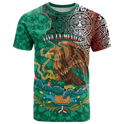 Personalised Viva La Mexico T-Shirt Coat Of Arms Aztec Mix Otomi Patterns Graphic Tee