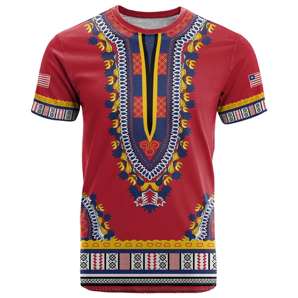 Personalized Liberia Dashiki T-Shirt Red Color Graphic Tee