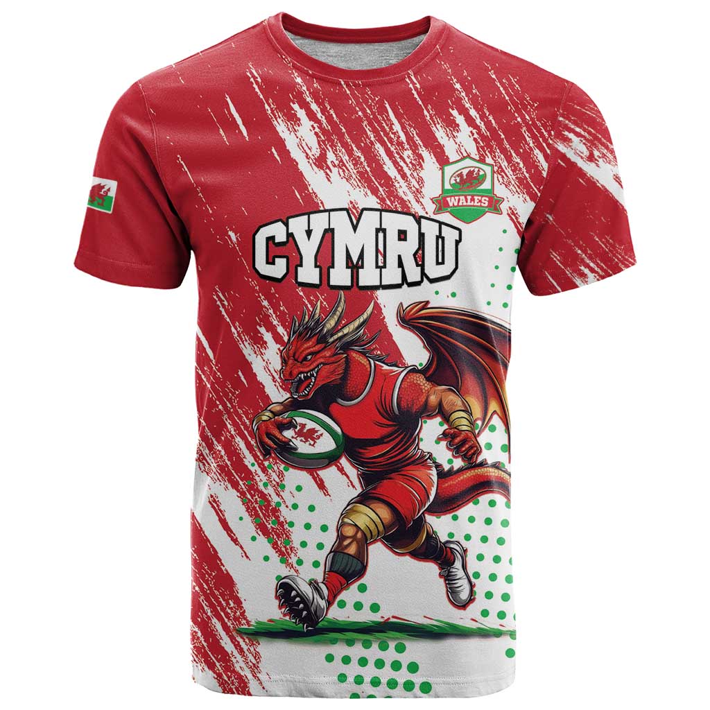 Wales Rugby Custom T-Shirt Welsh Dragon Mascot Graphic Tee