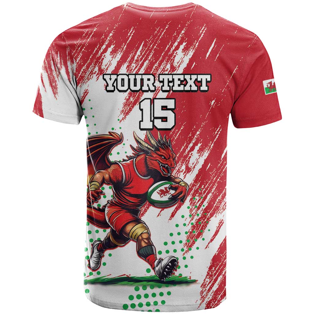 Wales Rugby Custom T-Shirt Welsh Dragon Mascot Graphic Tee