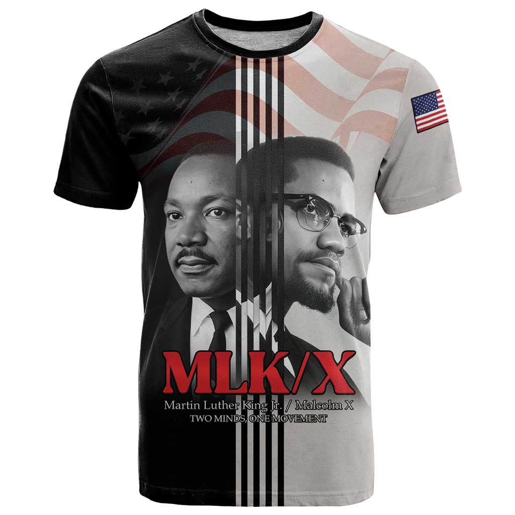 Martin Luther King And Malcolm X T-Shirt Two Minds One Movement Graphic Tee