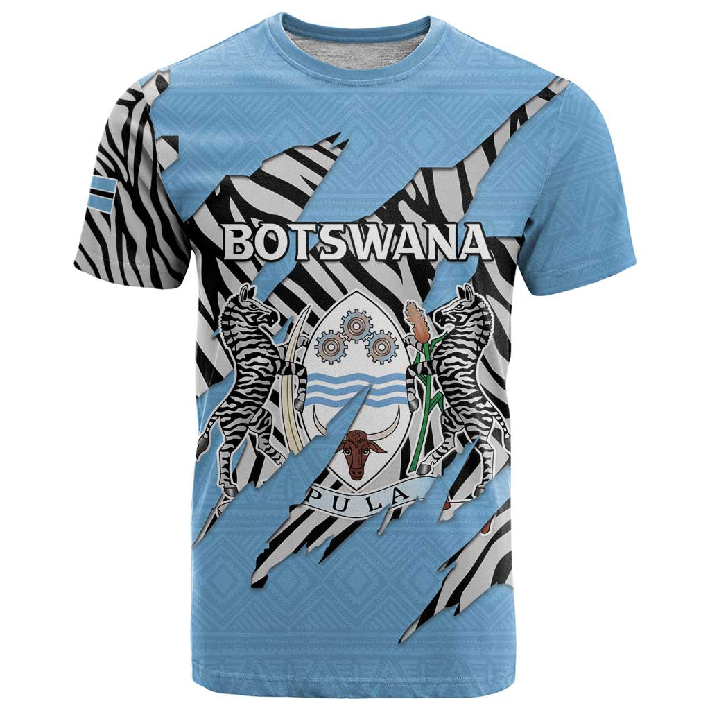 Personalized Botswana T-Shirt Coat Of Arms With Map - African and Zebra Patterns Graphic Tee