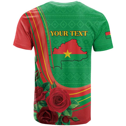 Personalised Burkina Faso Independence Day T-Shirt Coat Of Arms With Rose Graphic Tee