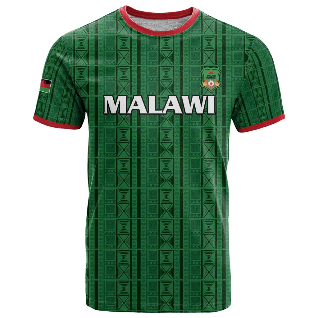 Custom Malawi Football T-Shirt Come On Flames - Green Graphic Tee