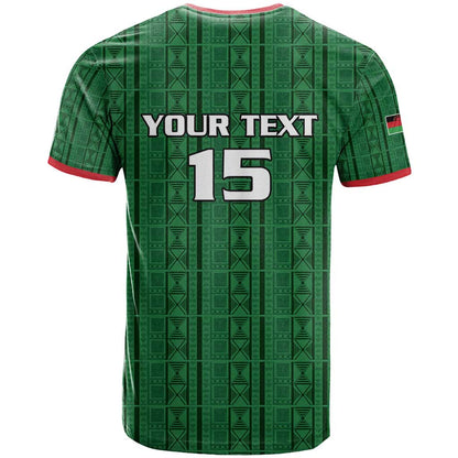 Custom Malawi Football T-Shirt Come On Flames - Green Graphic Tee