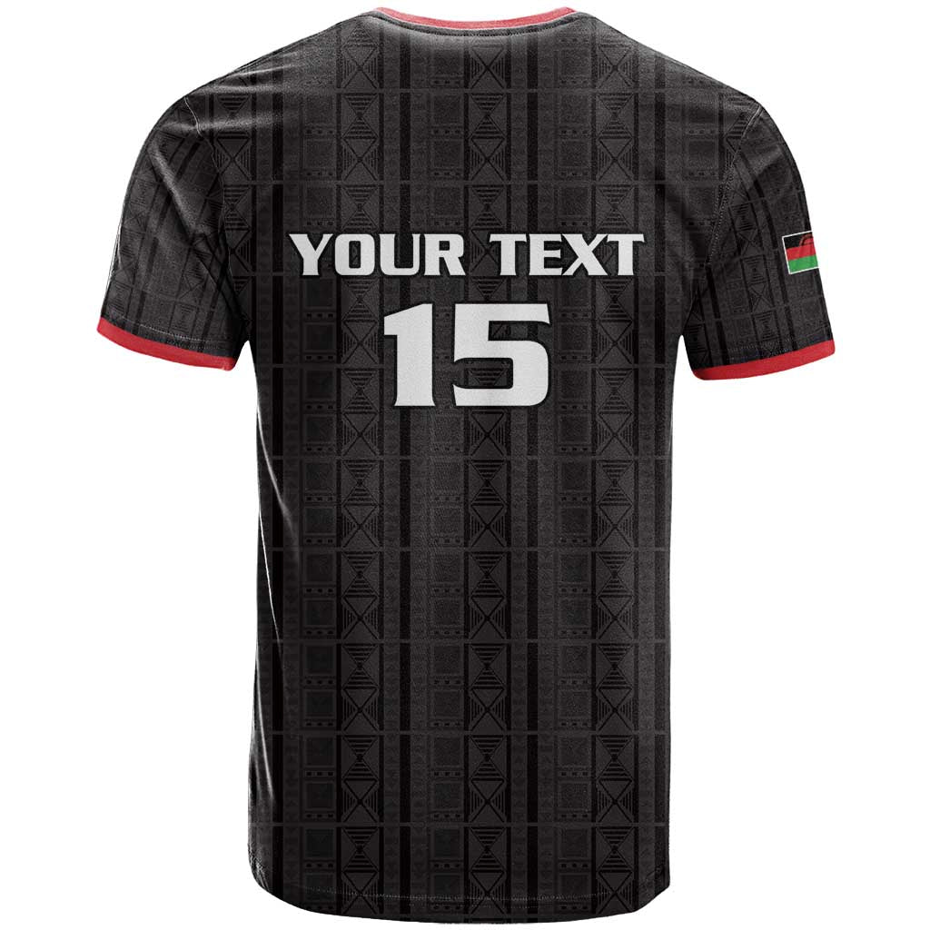 Custom Malawi Football T-Shirt Come On Flames - Black Graphic Tee