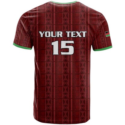 Custom Malawi Football T-Shirt Come On Flames - Red Graphic Tee