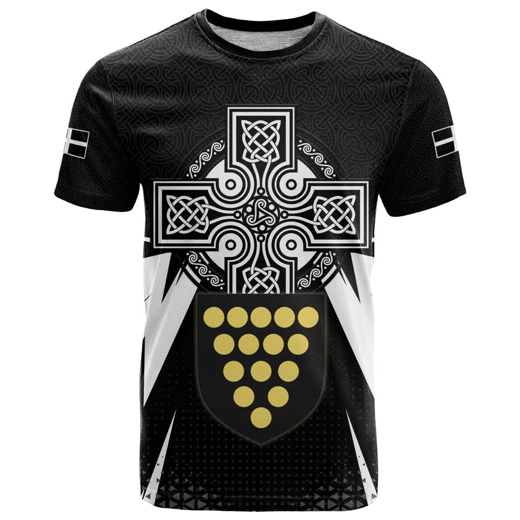 Cornwall Celtic Cross T-Shirt Coat Of Arms With Celtic Pattern Graphic Tee