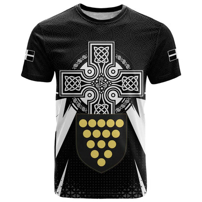 Cornwall Celtic Cross T-Shirt Coat Of Arms With Celtic Pattern Graphic Tee