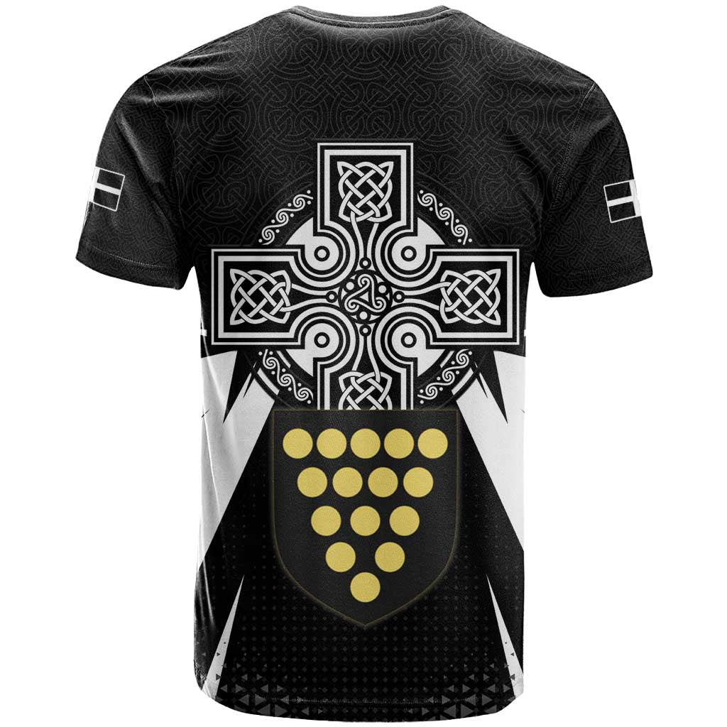 Cornwall Celtic Cross T-Shirt Coat Of Arms With Celtic Pattern Graphic Tee