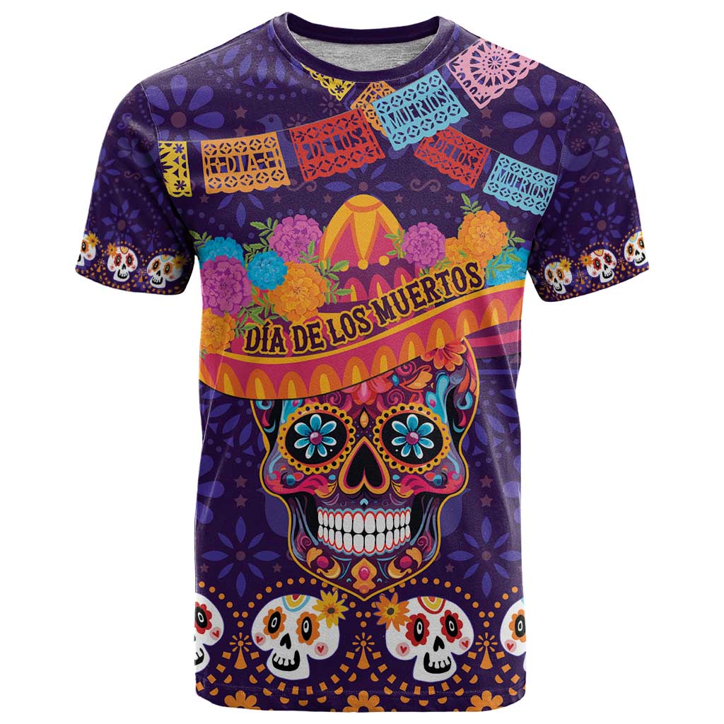 Personalised Mexico Day Of The Dead T-Shirt Sugar Skull With Maracas Mexican Folk Pattern Graphic Tee