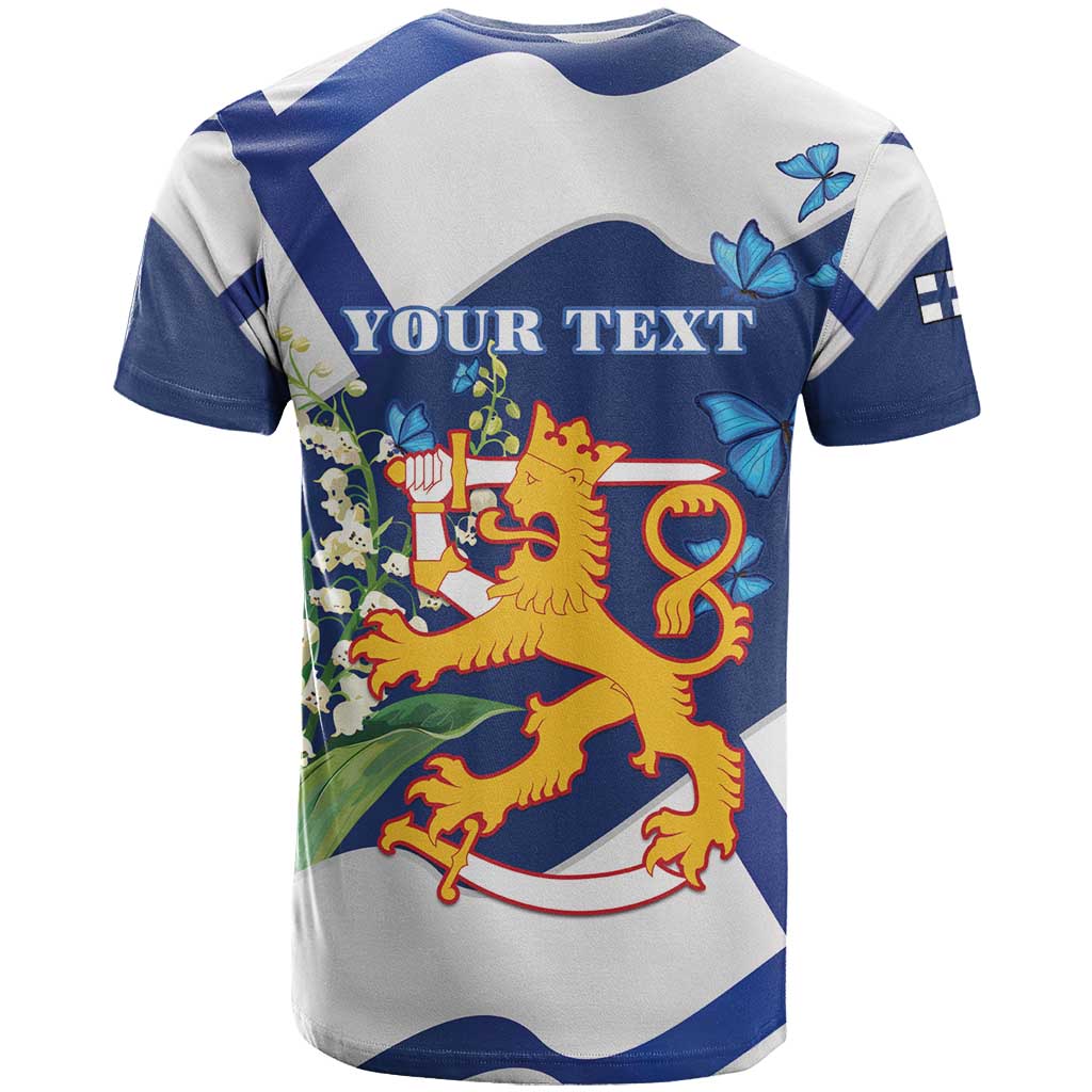 Personalised Finland Independence Day T-Shirt Lily Of The Valley Mix Holly Blue - Coat Of Arms Style Graphic Tee
