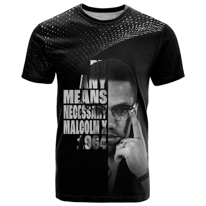 Malcolm X El-Hajj Malik El-Shabazz T-Shirt By Any Means Necessary Graphic Tee