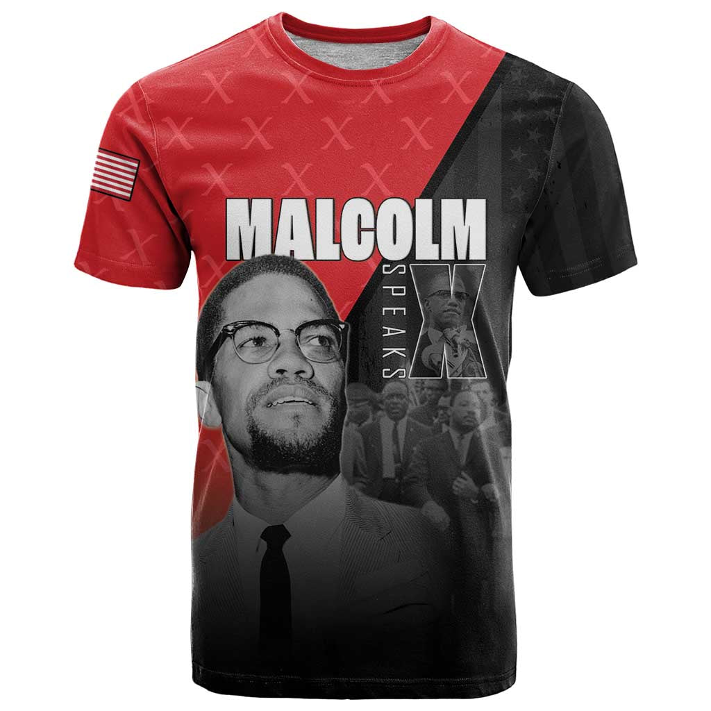 African America Heroes T-Shirt Malcolm X Speaks Graphic Tee