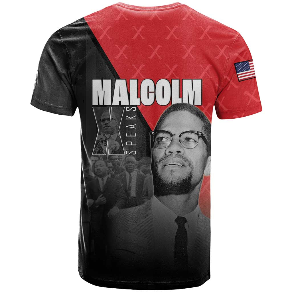 African America Heroes T-Shirt Malcolm X Speaks Graphic Tee