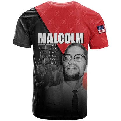 African America Heroes T-Shirt Malcolm X Speaks Graphic Tee