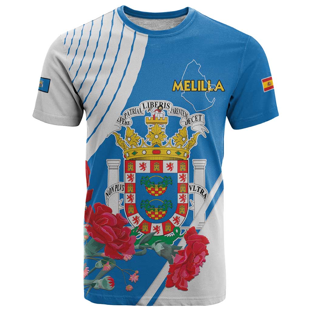 Melilla T-Shirt Coat Of Arms Red Carnation Graphic Tee