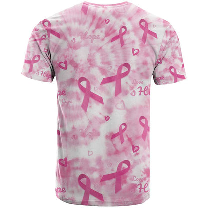 Breast Cancer Awareness Pink Ribbon T-Shirt Tie Dye Style Graphic Tee