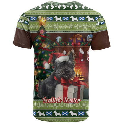 Scotland Christmas T-Shirt Scottish Terrier - Nollaig Chridheil Graphic Tee