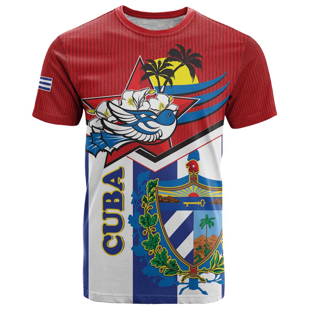 Cuba Independence Day T-Shirt Cuban Trogon Mix Hedychium Coronarium Graphic Tee