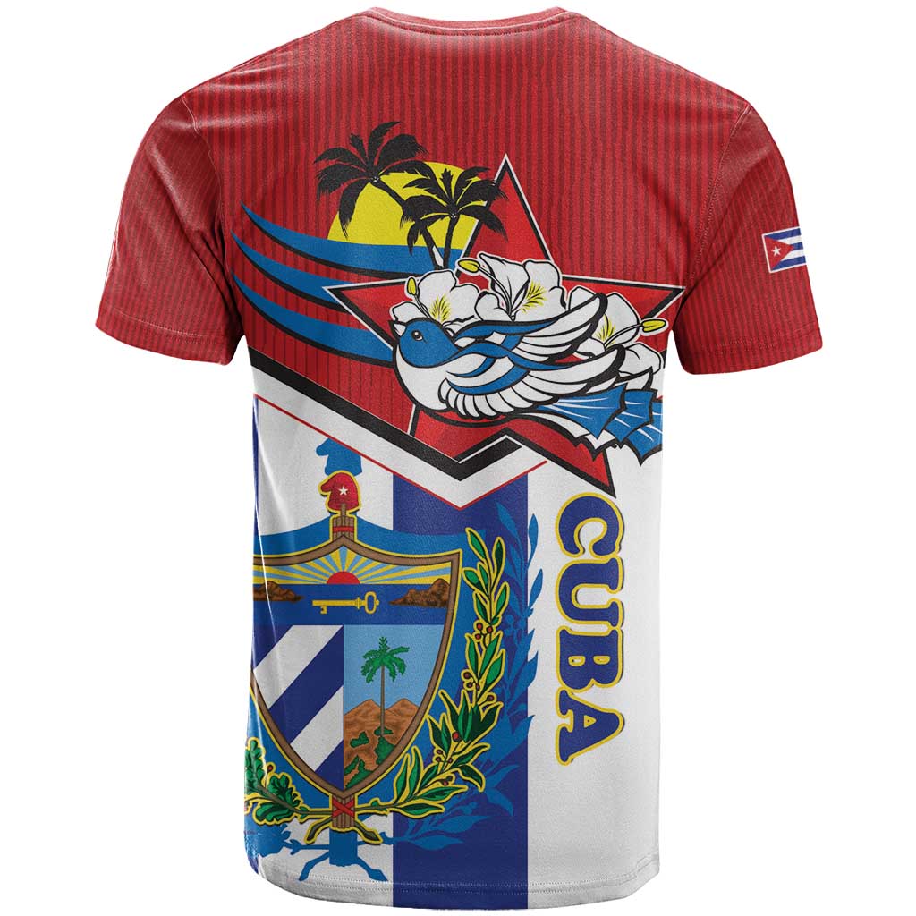 Cuba Independence Day T-Shirt Cuban Trogon Mix Hedychium Coronarium Graphic Tee