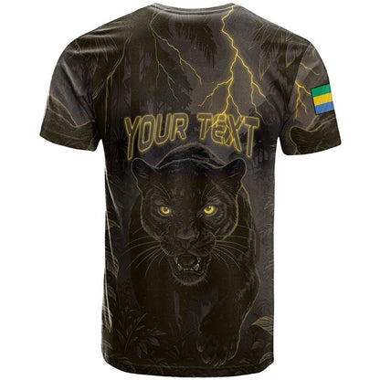 Custom Gabon Football T-Shirt Black Panther Thunder Graphic Tee