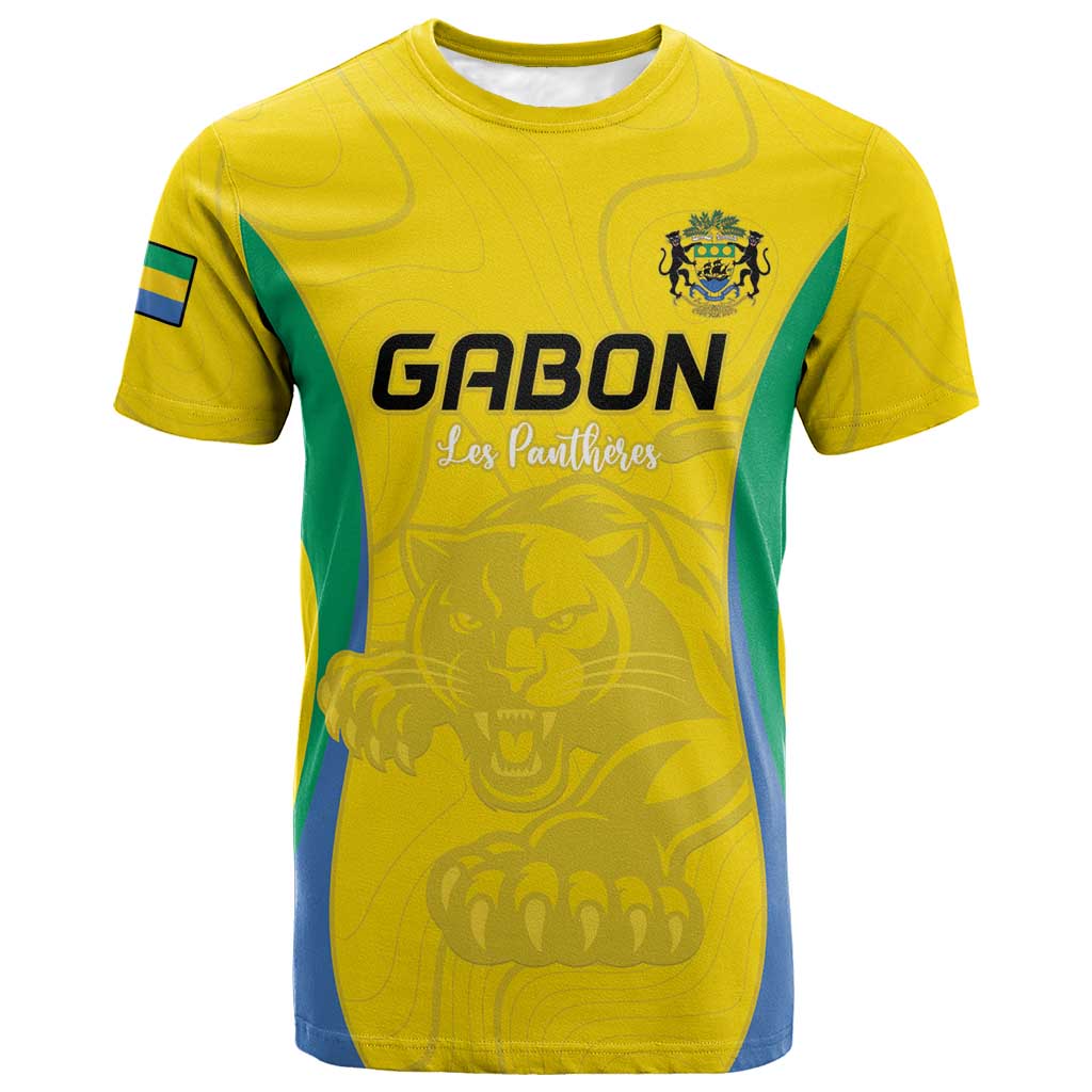 Custom Gabon Football T-Shirt Go Champions Les Pantheres Graphic Tee